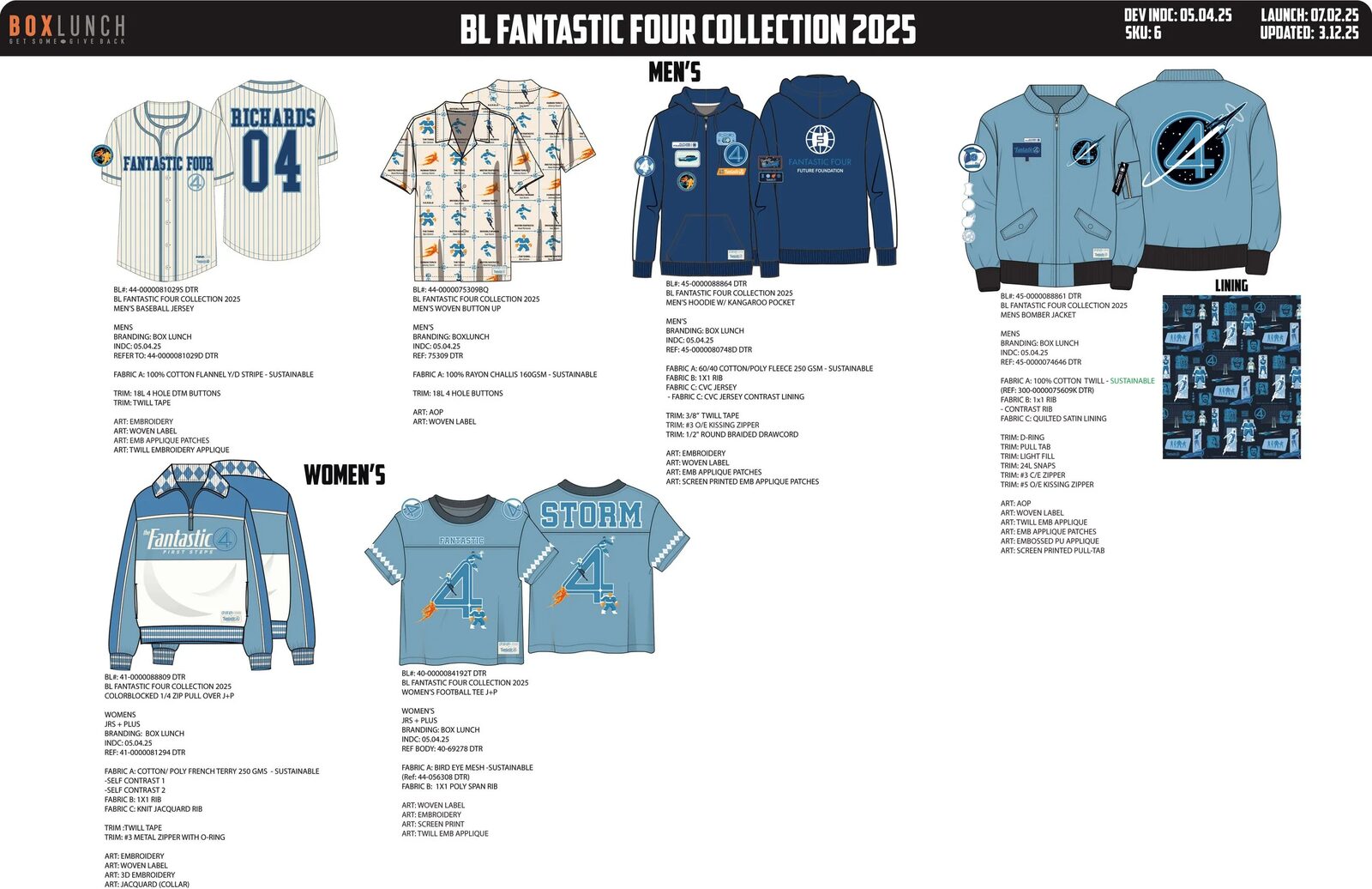 BoxLunch Fantastic Four collection 2025 CAD