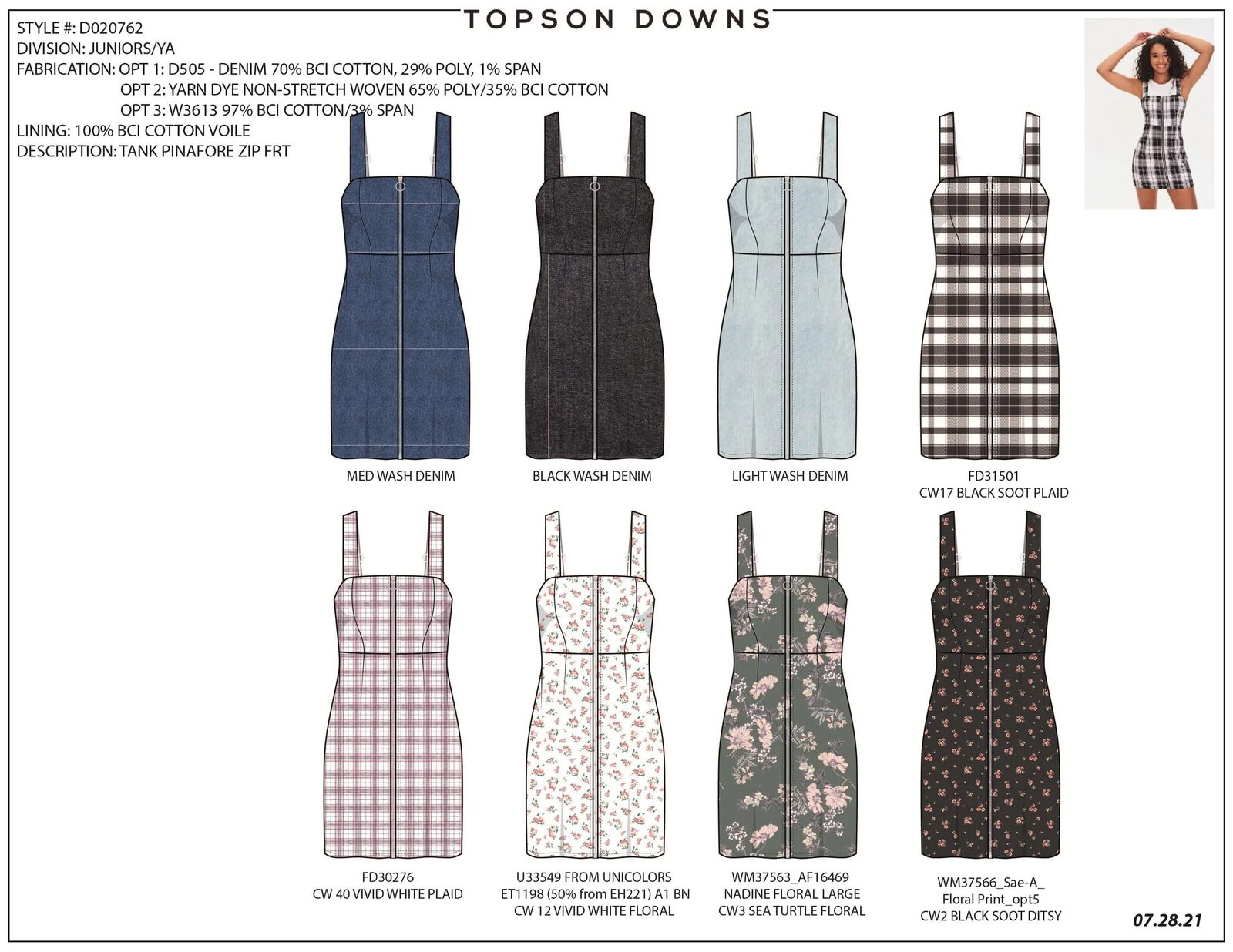 Tank pinafore with zip front CAD